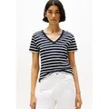 Tommy Hilfiger T-Shirt CODY V-NECK SHORT SLEEVE mit V-Ausschnitt, Baumwolle, Slim Fit blau XXS (32)