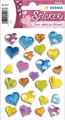 HERMA Sticker Schmucketiketten MAGIC Herzen bunt Stone 3D Effekt 7,5x10 cm