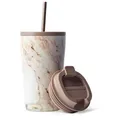 MAMEIDO Thermobecher, Edelstahl, Kunststoff, Silikon, doppelwandig isoliert, auslaufsicher in 350ml, 470ml, 700ml & 1200ml rosa 470 ml | Ø 9.1 cm x 15.7 cm