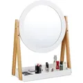 Relaxdays Kosmetikspiegel, Mehrfarbig, Holz, Holzwerkstoff, Glas, 43x57x22 cm, Spiegel, Schminkspiegel