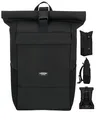 LARKSON Rucksack Herren & Damen Schwarz - No 4 - Rolltop Backpack mit Laptopfach für Uni, Arbeit & Fahrrad - Großer Reiserucksack - Wasserabweisend
