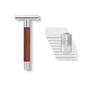 Störtebekker® Premium Rasierhobel 'Solingen' mit Walnuss Holzgriff - inkl. Rasurguide [+10 Störtebekker Klingen] - Geschenkidee - Nassrasierer Set in Premium-Qualität aus Edelstahl - Made in Germany