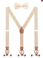 Herren Hosenträger Fliege Set 2 WAY TO WEAR 6 Leder Knopfloch 3 Clips Y-Form