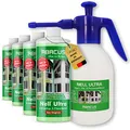 ABACUS® Nell Ultra Grünbelagentferner & Algenentferner Konzentrat, extrem stark! Entfernt Grünbelag & Algen selbsttätig mit Langzeitschutz – Algen- & Grünbelagentferner 4x1000ml mit Sprühflasche