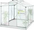 Juskys Aluminium Gewächshaus mit Fundament für Garten - 4,75 qm - 190 × 253 cm - 1 Dachfenster & Schiebetür - 4 mm Platten