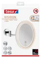 tesa Schminkspiegel Visioon Kosmetikspiegel mit Beleuchtung, Montage ohne Bohren, Chrom (Komplett-Set, 1-St., Power.Kit Klebelösung, Make-Up-Spiegel mit Schwenkarm, USB-C-Ladekabel), Wandspiegel mit dimmbaren LEDs, 5-fach Vergrößerung, Touch-Bedienung