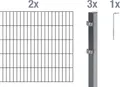 Alberts Doppelstabmatten Zaun, Höhe 200 cm, Länge 4 m, Zaun-Komplettset zum Einbetonieren, anthrazit, Pfosten 60x40 mm