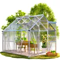 GARDEBRUK® Gewächshaus Aluminium 4,8m² mit Fundament 250x190cm inkl. 2 Dachfenster Tomatenhaus Treibhaus Anzuchthaus Garten Frühbeet Aufzucht 7,7m³