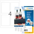 HERMA 4603 Flaschenetiketten, 40 Blatt, 90 x 120 mm, 4 pro A4 Bogen, 160 Stück, selbstklebend, bedruckbar, glänzend, blanko Flaschenaufkleber Etiketten aus hochwertigem Papier, weiß
