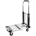 Trucky Transportwagen 150 kg Tragkraft Paketwagen Feststellbremse Höhenverstellbarer Griff Klappbar Transporthilfe Lenkrollen Klappwagen Aluminium Handwagen