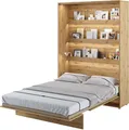 Wandklappbett Bed Concept 140x200 Schrankbett Vertikal Wandbett Gästebett Eiche Artisan