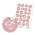 itenga 24 Sticker Fisch Danke Geschenk Kommunion Konfirmation Taufe rosa Mädchen
