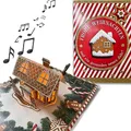 bentino PopUp Weihnachtskarte mit Musik und Lebkuchenhaus für stimmungsvolle Weihnachtsgrüße