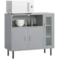 SoBuy Mikrowellenschrank, Grau, Holzwerkstoff, Glas, Metall, 80x75x35 cm, Küchen, Küchenmöbel, Küchenschränke, Geräteumbauschränke