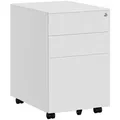 SONGMICS Aktenschrank Rollcontainer, mit 3 Schublade, vormontiert, 2 Größen weiß 39 cm x 60 cm x 52 cm