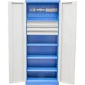 Güde Werkzeugschrank Typ Universal, aus Metall, blau / grau, mit 3 Schubladen & 4 Fachböden, abschließbar, 79 x 193 x 38cm