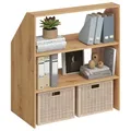 Bellamio Aland Dachschrägen Regal in Eichenoptik – offener Dachschrägenschrank mit 3 Fächern – Bücherregal/Kleiderschrank – platzsparender Stauraum für schräge Wände – Nischenschrank 100x90x50 (HxBxT)