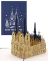 Pop-Up Karte Kölner Dom - Frohe Weihnachten Blau, Weihnachtskarte Kölner Dom, Pop Up Karte zu Weihnachten, 3D Karte Köln