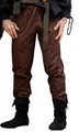 Leonardo Carbone® Hose Veit - Herren Hosen, Leichte Sommerhose Herren, Festival Outfit, Wikinger, Mittelalter Kleidung, LARP, Cosplay, Freizeithose Lang - 100% Baumwolle Dunkelbraun 3XL
