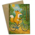 Mr. & Mrs. Panda Grußkarte Fuchs Fahrrad fahren Design - Geschenk, Trekking, weihnachtskarten, Mountainbiking, vatertagskarte, hochzeitskarten, Radeln, Radsport, babykarte, einladungskarten