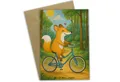 Mr. & Mrs. Panda Grußkarte Fuchs Fahrrad fahren Design, Grußkarte, Weiß, Trekking, weihnachtskar