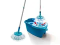 Leifheit Wischmopp Set CLEAN TWIST Disc Mop Ergo, (4-St), Drill-Stiel-Mechanik, 360° Kardangelenk, längenverstellbar (109-140cm)