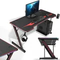 MY SIT Gaming Tisch 140 cm Titan Farbwechsel LED Beleuchtung - Kopfhörerhalter PC-Halter Getränkehalter - Leistungsstarkes Kabelmanagement - Schreibtisch Gaming Computertisch in Schwarz