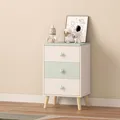 [en.casa] Kinderkommode mit 3 Schubladen Sandnes Schubladenschrank schmal 62 x 38 x 30 cm Kinderzimmer Nachtschrank Holzbeine Weiß/Mintgrün