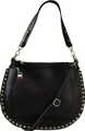 FLORENCE Schultertasche Florence Umhängetasche Damen Satteltasche (Schultertasche), Damen Leder Schultertasche, Umhängetasche, schwarz ca. 36cm x ca. 29cm