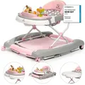 BRONEA® 4-in-1 Gehfrei Baby Lauflernwagen Schaukel Lauflernhilfe Babywalker mit Schaukelfunktion, Licht & Musik | Höhenverstellbar & Klappbar - Rosa - Rosa