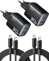 INIU 30W USB C Ladegerät 2 Pack USB C USB A GaN PD Schnellladen mit Kabel