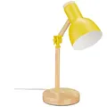 Schreibtischlampe, Verstellbare Retro Tischlampe, Holz & Metall, E14 Fassung, Leselampe, 45,5 X 14,5 Cm, Gelb - Relaxdays