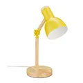 Relaxdays Schreibtischlampe, verstellbare Retro Tischlampe, Holz & Metall, E14 Fassung, Leselampe, 45,5 x 14,5 cm, gelb