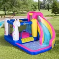 Outsunny Aufblasbare Hüpfburg mit Rutsche Pool Spielburg mit Gebläse Wasserpark