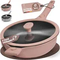 TRAUMLEBEN Bratpfanne 28 cm mit Deckel, abnehmbaren Griffen & Antihaftbeschichtung, PFOA-frei, für Induktion geeignet | ofenfest | hoher Rand | beschichtete Pfanne