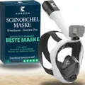 Khroom Schnorchelmaske Erwachsene Vollmaske | Unsere Beste CO2 sichere Tauchermaske Seaview Pro zum Schnorcheln | Tauchmaske Vollgesichtsmaske | Fullface Tauchermaske (L/XL, Weiß)
