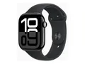 Apple Watch Series 10 (GPS + Cellular) 46mm Aluminium diamantschwarz mit Sportarmband S/M schwarz