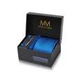 Massi Morino Krawatte Royalblau mit Einstecktuch Set Herren inkl. Manschettenknöpfe, Krawattennadel und Geschenkbox | Männer Krawattenset zur Hochzeit