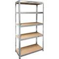 Schulte-Regalwelt Schwerlastregal 5 Holzböden, 280kg Fachlast, silber, 180 x 90 x 45cm
