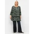 Sheego Klassische Bluse Tunika . grün|schwarz 52 EU