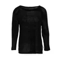 KNIT FACTORY - Jasmin Damen Strickpullover - Herbst und Winter Pulli - Pullover mit Rundhalsausschnit und Lange Ärmeln - Oberteile aus 80% Recycelte Baumwolle - Schwarz - 40/42