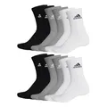 adidas Unisex Herren Damen Socken Sportsocken Cushioned Crewsocks 6 Paar, Farbe:Mehrfarbig, Größe:46-48, Artikel:- grey/black/white