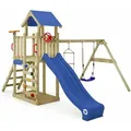 Wickey Spielturm Klettergerüst Multiflyer Light, Schaukel & Rutsche, Outdoor Kinder Kletterturm Mit Sandkasten, Leiter & Spiel-zubehör Für Den Garten - Blau