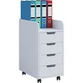 VCM Rollcontainer Konal Mini 913235, Holz, weiß, mit 4 Schüben und Ablage