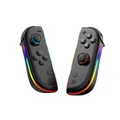 Wigento Joypads für Nintendo Switch, Hall Effekt Joysticks, RGB Beleuchtung, 6 Achsen Gyro, Turbo Funktion, kabelloser Gaming Controller (Schwarz)