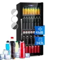 Kühlschrank Getränke Flaschen Minibar 242L 5 Böden LED Glastür Edelstahl Schwarz
