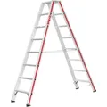 Matisère - Hymer Stufenstehleiter, Beidseitig Begehbar, 2x8 Stufen, Länge 2,05 M