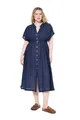 Studio Untold Damen große Größen Übergrößen Plus Size Maxikleid, A-Line, Struktur, Knopfleiste Jeans blau 54+ 821653729-54+