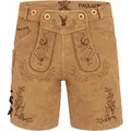 PAULGOS Herren Trachten Lederhose Kurz - HK3 - Echtes Leder - in 3 Farben erhältlich - Größe 44 - 60 - Hellbraun - 54