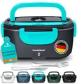 TRAVELISIMO Elektrische Lunchbox 100W Essen Warmhalten Behälter, 1,5L Heat Box 3-in-1 Electric Lunch Box, Wärmebox Essen 12V/24V/220V, für Arbeit Auto Lkw Lunchbox Elektrisch und Beheizbare Lunchbox